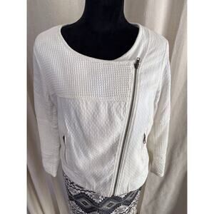 Sanctuary Cream 100% Cotton Zip Front Waffle Casual Beachy Picnic Party Jacket